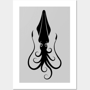 Squid Icon Black Posters and Art